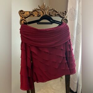 Cachet fuchsia off shoulder ruffle blouse size 9